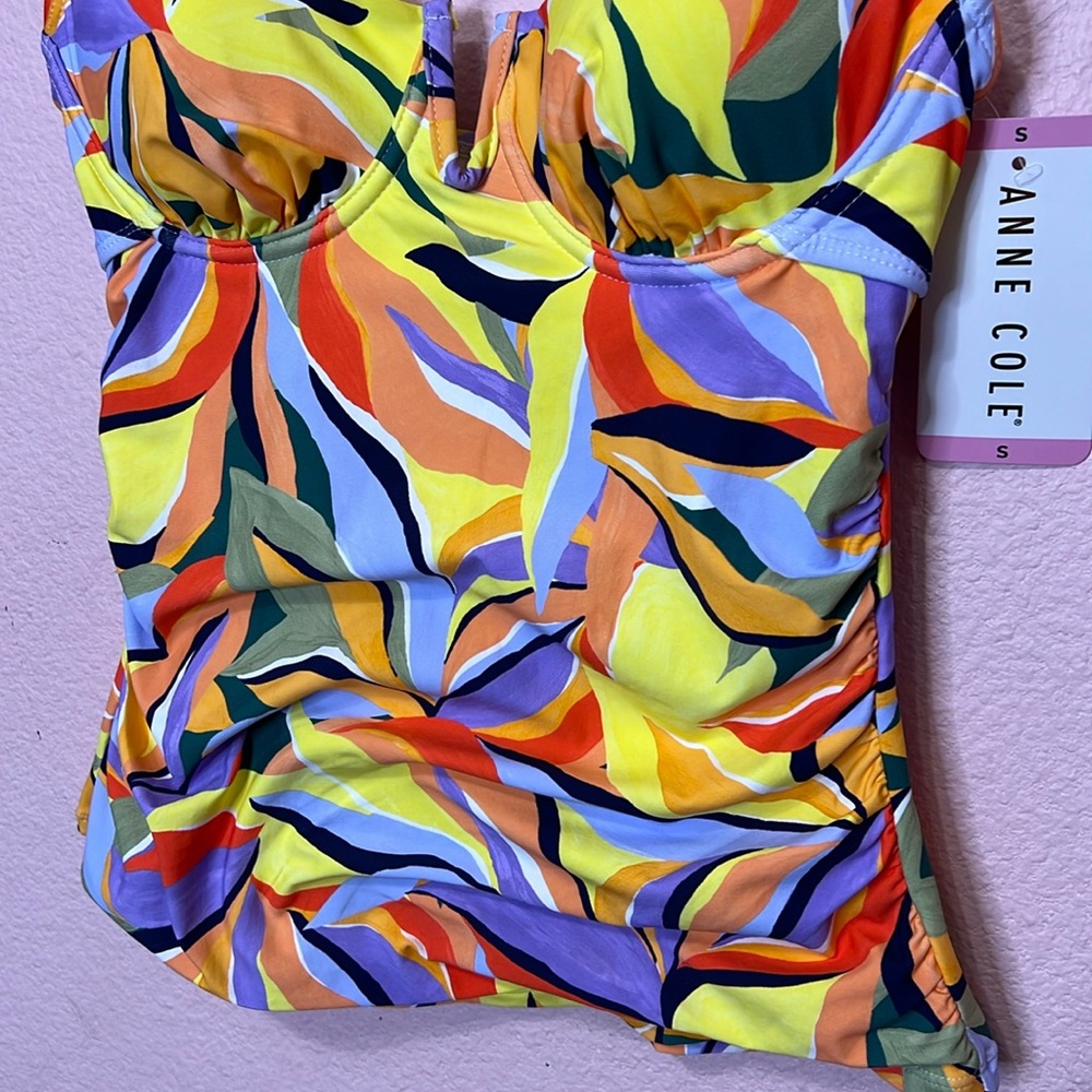 Anne Cole Ladies Tankini Swim Top Multi Trop w/ Black. Size S - Picture 4 of 10
